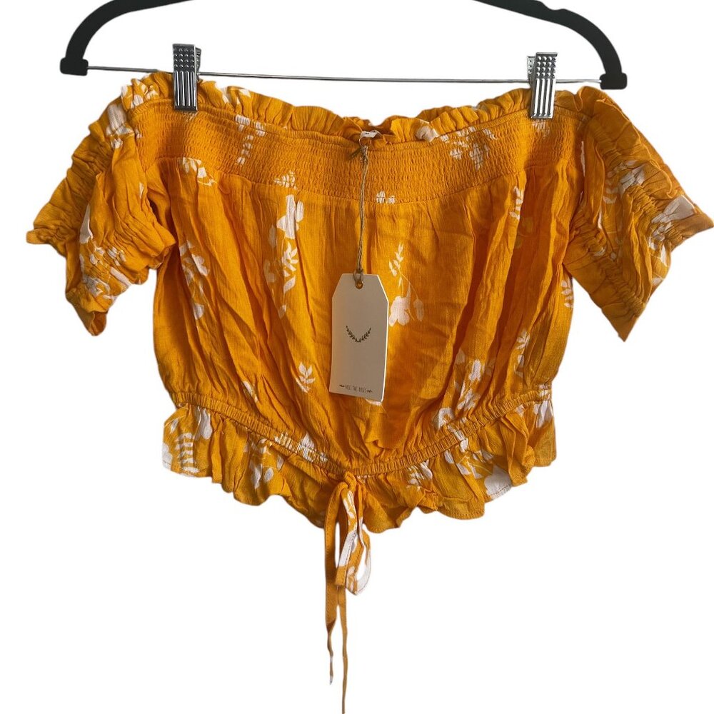 Free The Roses Yellow Print Crop Top
